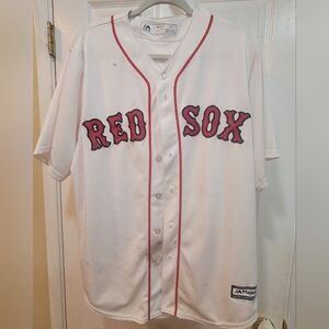 Majestic White Red Sox Men's Shirt, Size L
